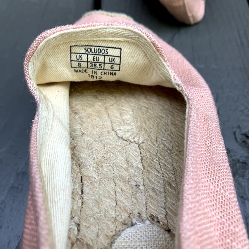 Soludos Women's Ciao Bella Smoking Slippers Slip On Shoes Pink Canvas Jute 8 - Picture 7 of 8